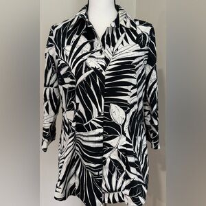 Chicos Palm Print 3/4 Sleeve Blouse
